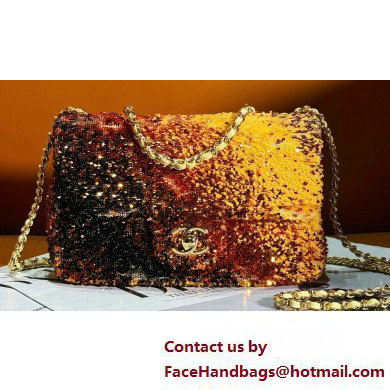 Chanel Sequins  &  Gold Tone Metal Small Flap Bag AS4561 Black  &  Yellow 2025